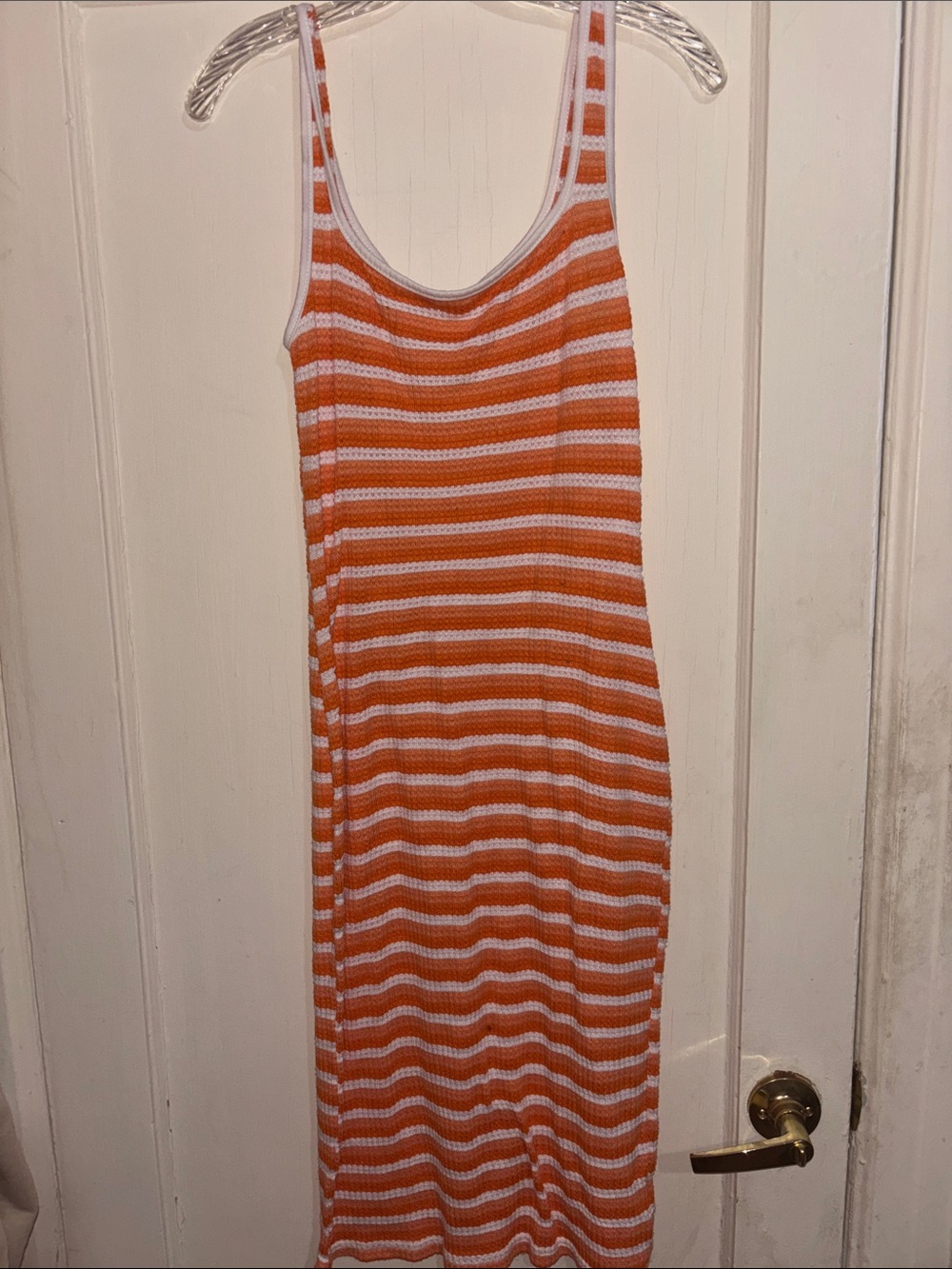 SHEIN Orange and White Striped Maxi Tank Dress